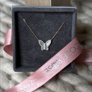 Nicole Rose Fine Jewelry Medium Two Tone Diamond Butterfly Pendant